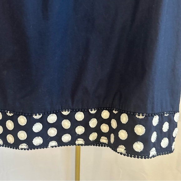 J.Crew Navy Dress Shift Embroidered Polka‎ Dot Fringe Dress. Bell Sleeves size 4 - Picture 7 of 7